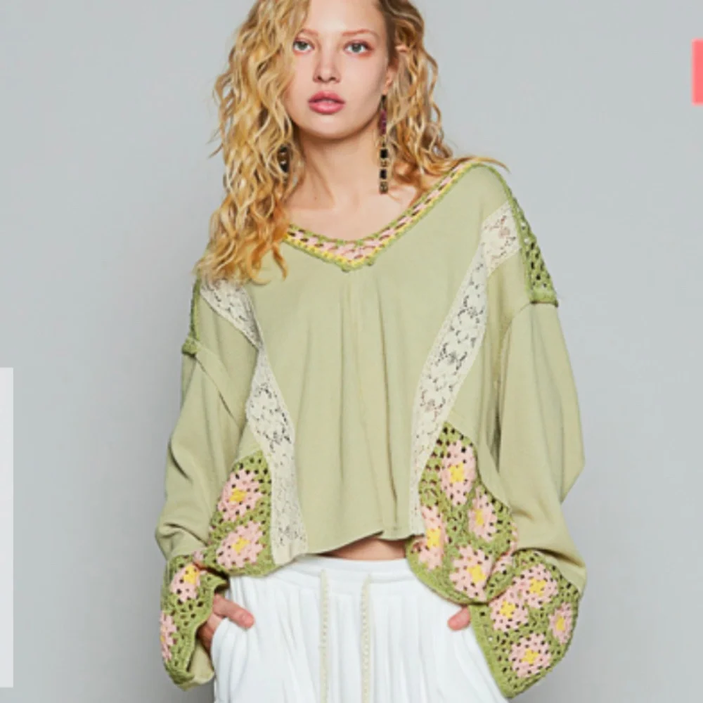 Pol 🩵 #20 Pol Crochet Knit Granny Square Sweater SR3
